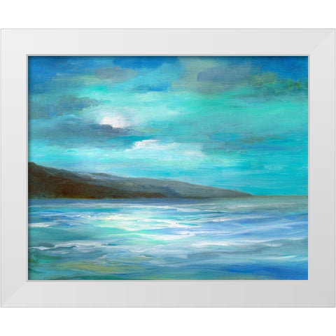Moon Glow White Modern Wood Framed Art Print by Finch, Sheila