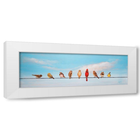 Sweet Birds on a Wire I White Modern Wood Framed Art Print by Iafrate, Sandra