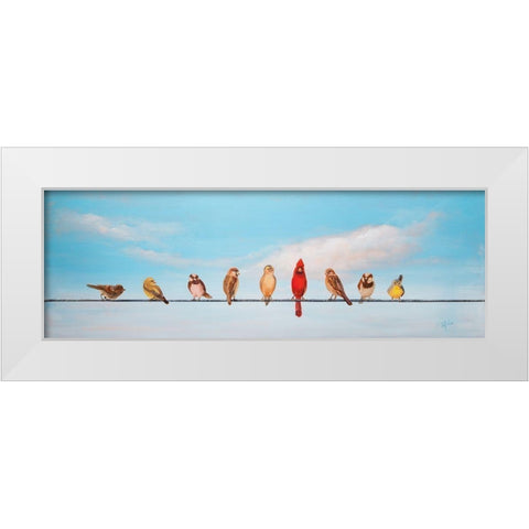 Sweet Birds on a Wire I White Modern Wood Framed Art Print by Iafrate, Sandra
