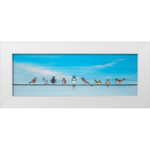 Sweet Birds on a Wire II White Modern Wood Framed Art Print by Iafrate, Sandra