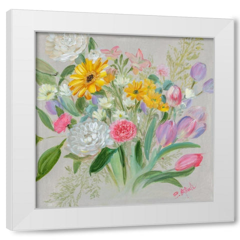 Floral Burst I White Modern Wood Framed Art Print by Iafrate, Sandra