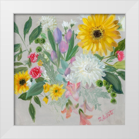 Floral Burst II White Modern Wood Framed Art Print by Iafrate, Sandra