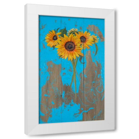 Sunflowers on Barnwood I White Modern Wood Framed Art Print by Iafrate, Sandra