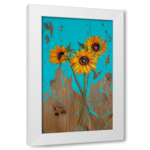 Sunflowers on Barnwood II White Modern Wood Framed Art Print by Iafrate, Sandra