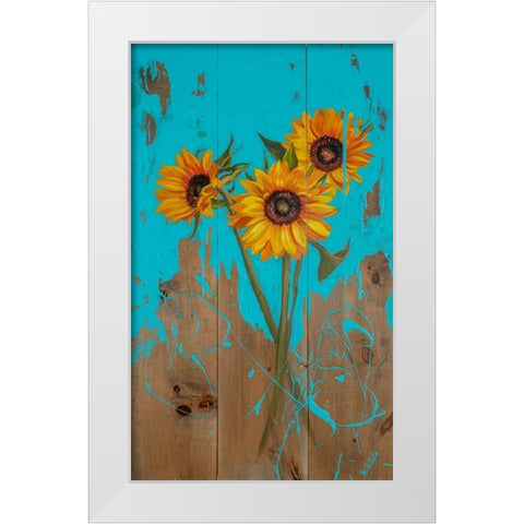Sunflowers on Barnwood II White Modern Wood Framed Art Print by Iafrate, Sandra