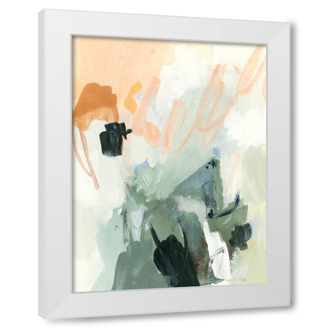 Moss and Peach I White Modern Wood Framed Art Print by Barnes, Victoria