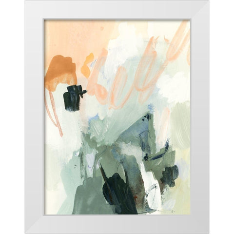 Moss and Peach I White Modern Wood Framed Art Print by Barnes, Victoria