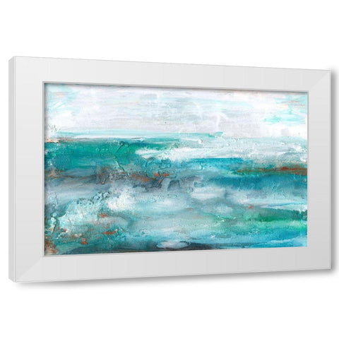 Aqua Sea II White Modern Wood Framed Art Print by Bramma, Lila