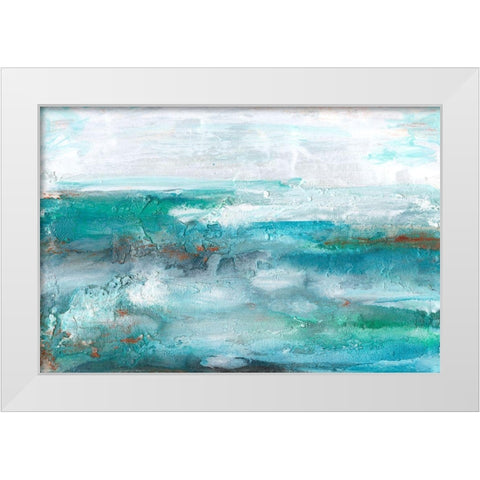 Aqua Sea II White Modern Wood Framed Art Print by Bramma, Lila