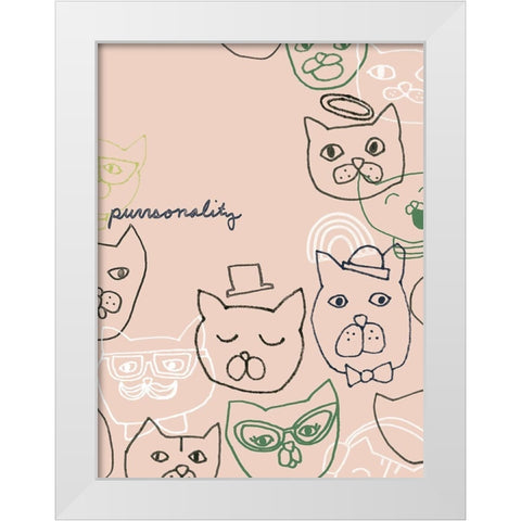 Cattitude II White Modern Wood Framed Art Print by Vess, June Erica