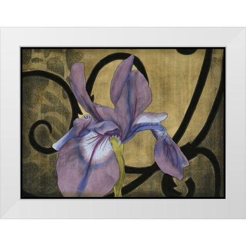 Iris and Scrolls I White Modern Wood Framed Art Print by Goldberger, Jennifer