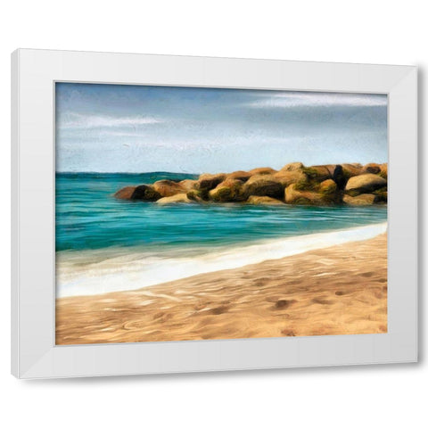 Ocean Rocks I White Modern Wood Framed Art Print by Saunders, Alonzo