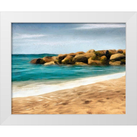 Ocean Rocks I White Modern Wood Framed Art Print by Saunders, Alonzo