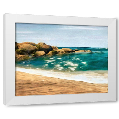 Ocean Rocks II White Modern Wood Framed Art Print by Saunders, Alonzo