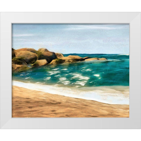 Ocean Rocks II White Modern Wood Framed Art Print by Saunders, Alonzo