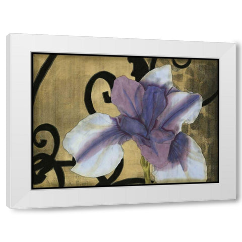 Iris and Scrolls II White Modern Wood Framed Art Print by Goldberger, Jennifer