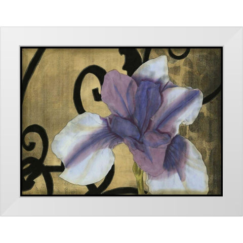 Iris and Scrolls II White Modern Wood Framed Art Print by Goldberger, Jennifer