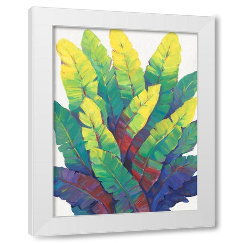 Sunlit Banana Leaves I White Modern Wood Framed Art Print by OToole, Tim