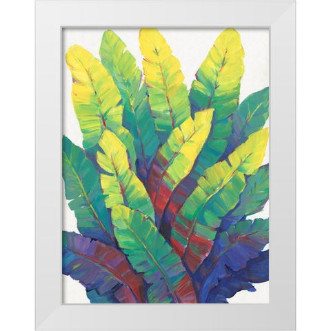 Sunlit Banana Leaves I White Modern Wood Framed Art Print by OToole, Tim