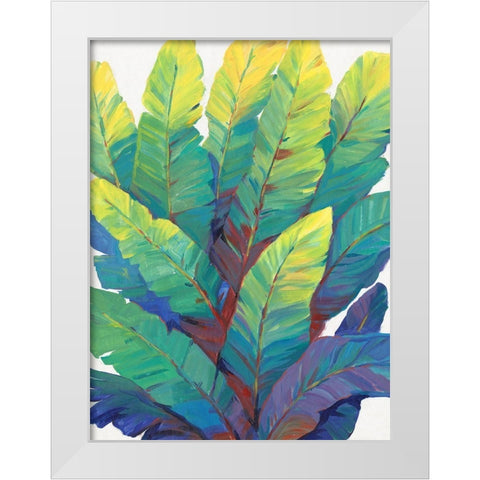 Sunlit Banana Leaves II White Modern Wood Framed Art Print by OToole, Tim