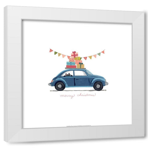 Retro Winter Celebration I White Modern Wood Framed Art Print by Vess, June Erica