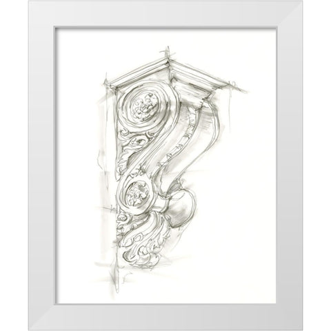 Corbel Sketch I White Modern Wood Framed Art Print by Harper, Ethan