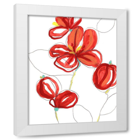Primary Petal I White Modern Wood Framed Art Print by Vess, June Erica