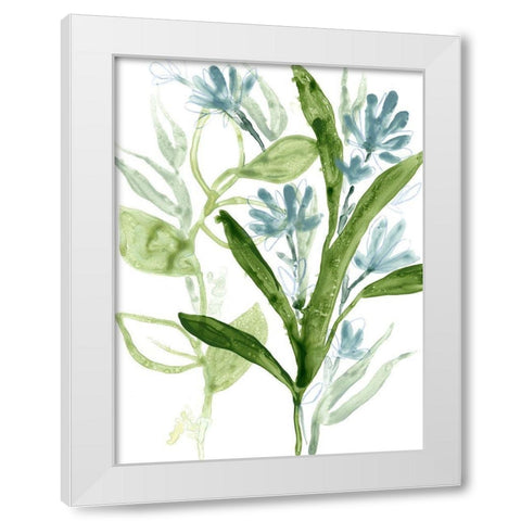 Meadow Blues III White Modern Wood Framed Art Print by Vess, June Erica