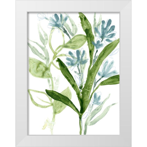 Meadow Blues III White Modern Wood Framed Art Print by Vess, June Erica
