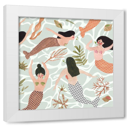 Mermaid at Heart III White Modern Wood Framed Art Print by Wang, Melissa