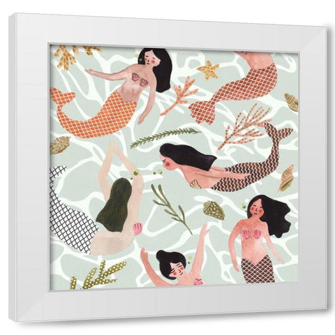 Mermaid at Heart IV White Modern Wood Framed Art Print by Wang, Melissa