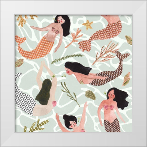 Mermaid at Heart IV White Modern Wood Framed Art Print by Wang, Melissa