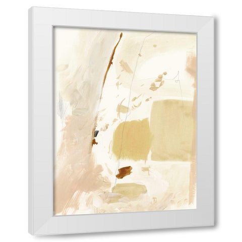 Markings in Beige I White Modern Wood Framed Art Print by Barnes, Victoria