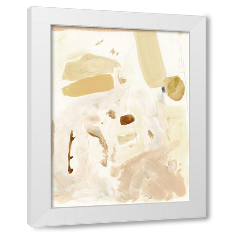 Markings in Beige II White Modern Wood Framed Art Print by Barnes, Victoria