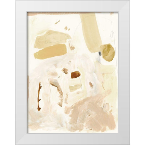 Markings in Beige II White Modern Wood Framed Art Print by Barnes, Victoria