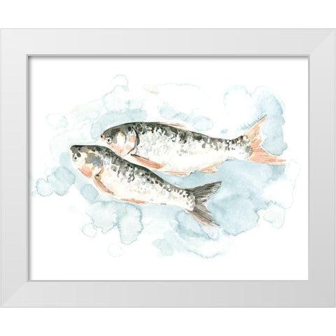 Pisces Pair I White Modern Wood Framed Art Print by Caroline, Emma
