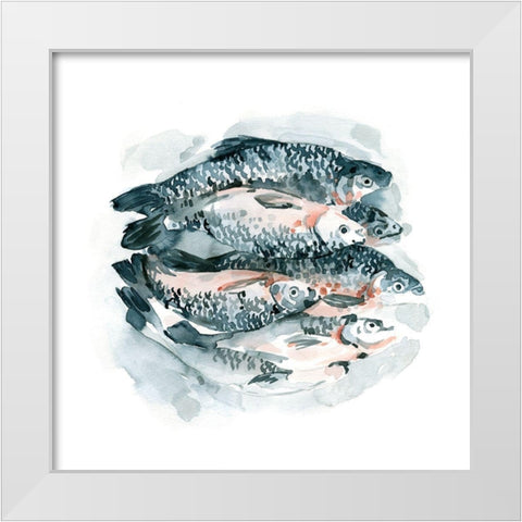 Fish for Dinner I White Modern Wood Framed Art Print by Caroline, Emma