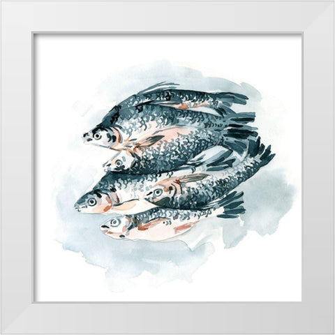Fish for Dinner II White Modern Wood Framed Art Print by Caroline, Emma