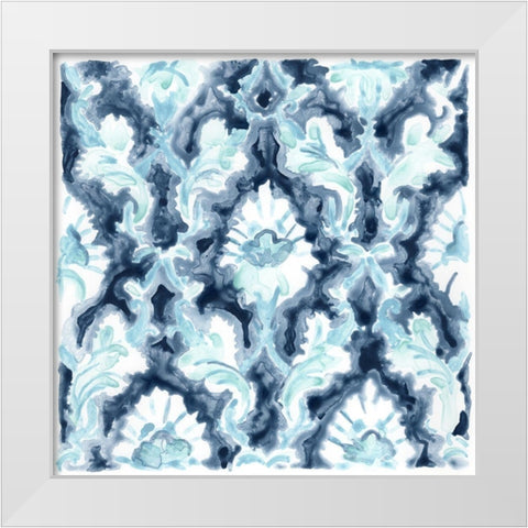 Azure Mosaic Tile IV White Modern Wood Framed Art Print by Vess, June Erica