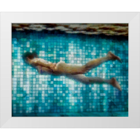 Swimming Under II White Modern Wood Framed Art Print by Saunders, Alonzo