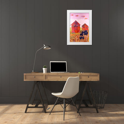 Orland Barns White Modern Wood Framed Art Print by Jachimiec, Sue