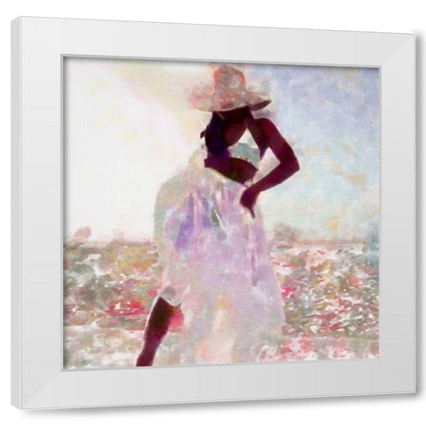 Her Colorful Dance I White Modern Wood Framed Art Print by Saunders, Alonzo