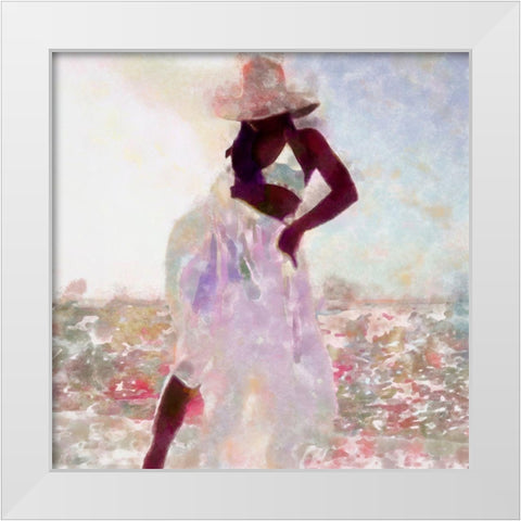 Her Colorful Dance I White Modern Wood Framed Art Print by Saunders, Alonzo