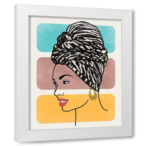 Head Wrap II White Modern Wood Framed Art Print by Saunders, Alonzo