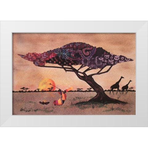 Plains of Africa White Modern Wood Framed Art Print by Saunders, Alonzo