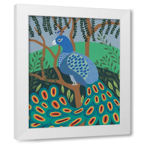Dandy Peacock II White Modern Wood Framed Art Print by Moore, Regina