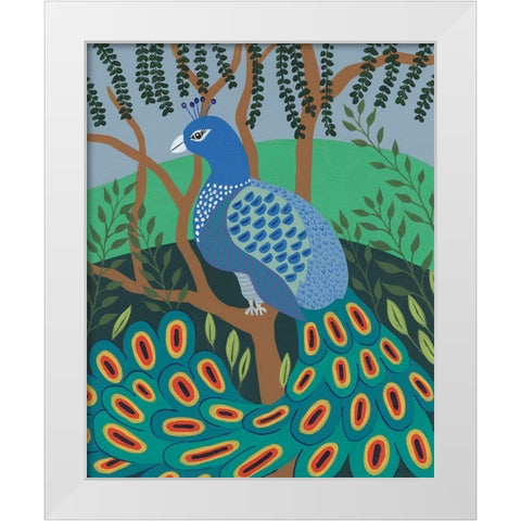 Dandy Peacock II White Modern Wood Framed Art Print by Moore, Regina