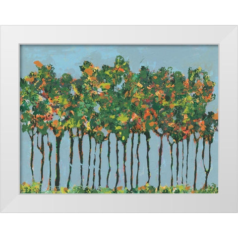 Sunset Trees III White Modern Wood Framed Art Print by Moore, Regina