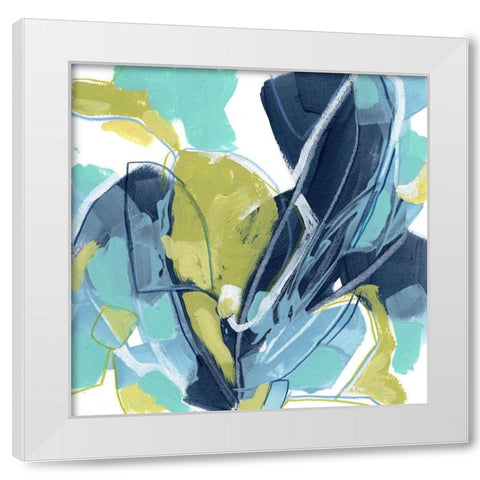 Blue Tangent II White Modern Wood Framed Art Print by Vess, June Erica