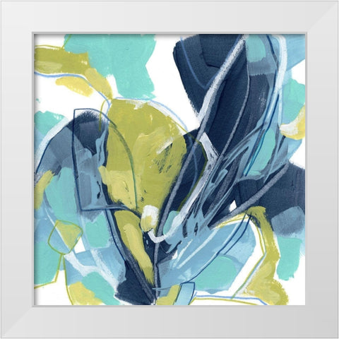 Blue Tangent II White Modern Wood Framed Art Print by Vess, June Erica